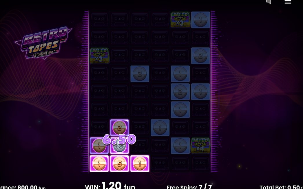 Free Spins-skärm med gratis spel igång