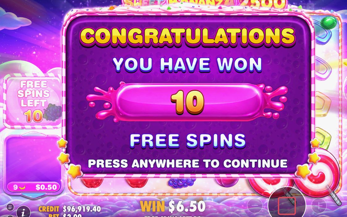Free Spins-läget under en pågående tumble-följd